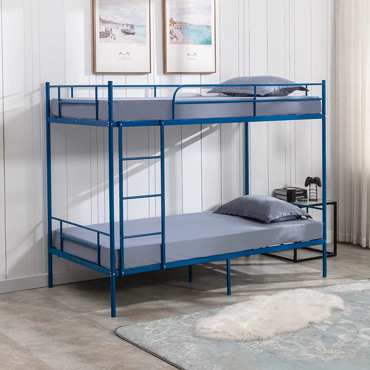 Twin over Twin Bunk Bed with Ladder and Guardrail W892