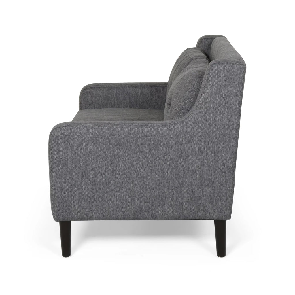 Charcoal Dark Brown Fabric Loveseat Q564