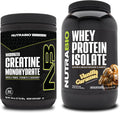 Unflavored Creatine Monohydrate and Vanilla Caramel Whey Protein Isolate Supplement Bundle O409681