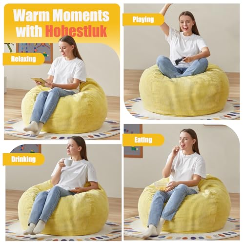3.5FT Large Grey Bean Bag Chair with Filler and Removable Cover W321