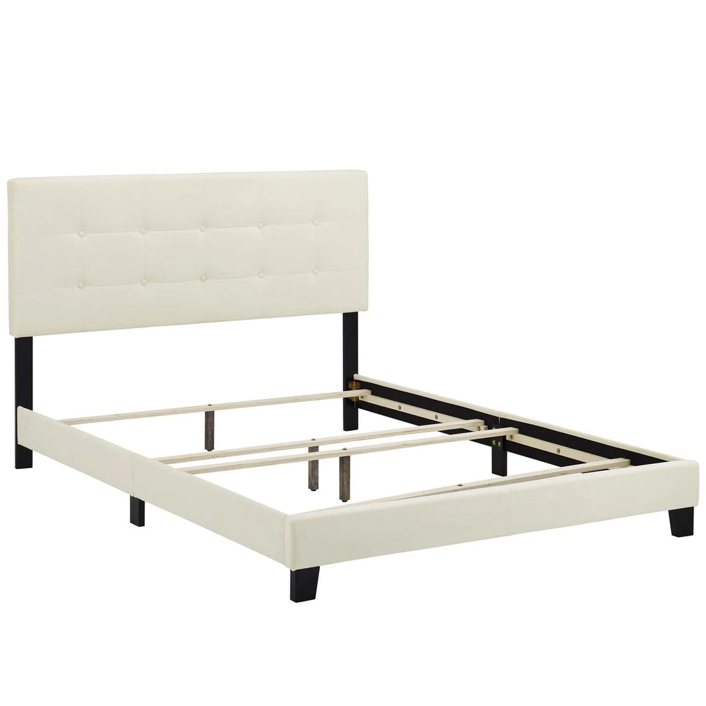 King Performance Velvet Bed in Ivory P322