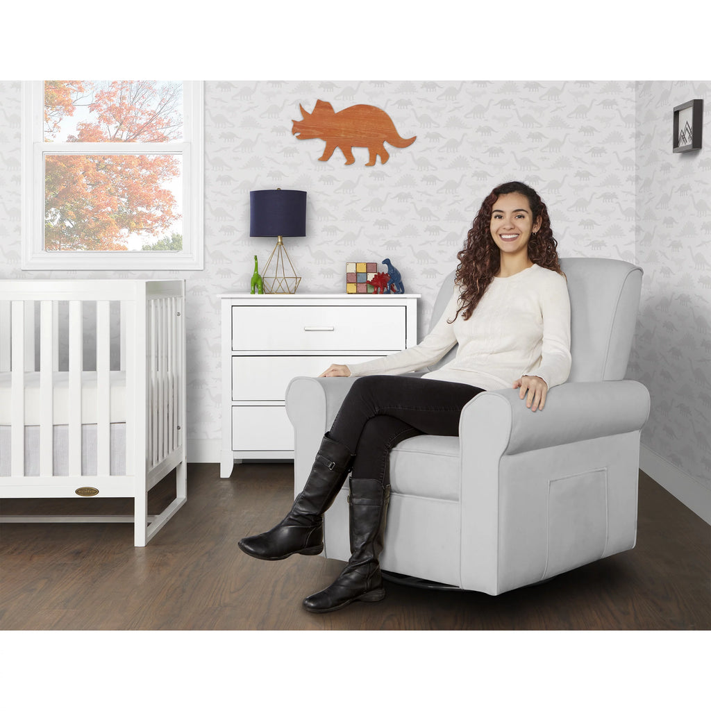 Gray Upholstered Swivel Glider B4819