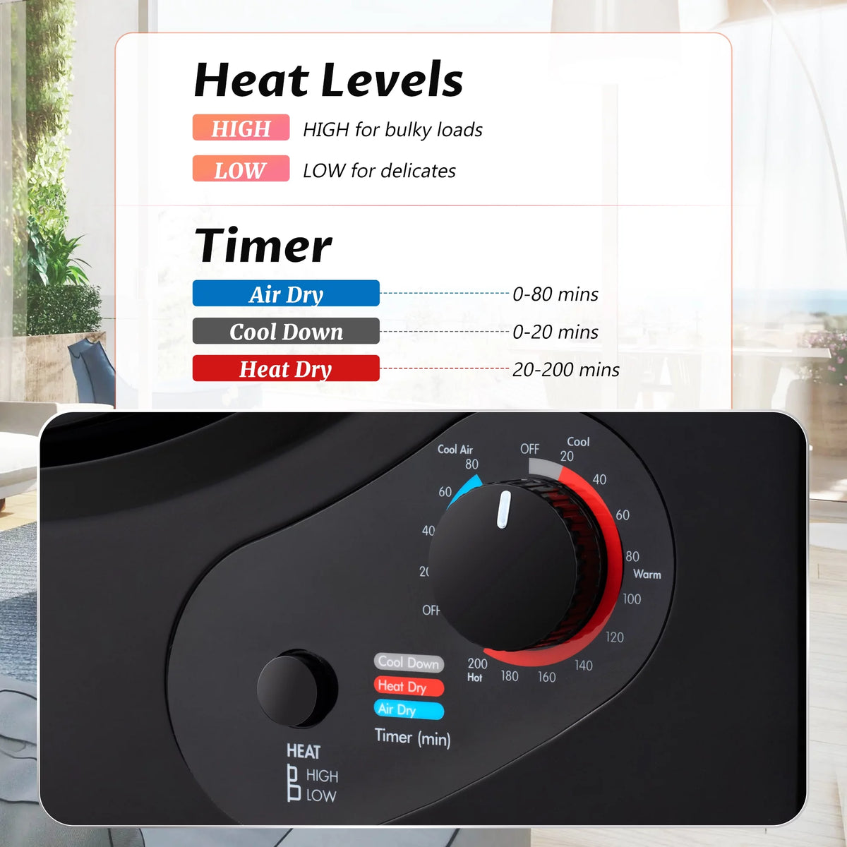 Electric Portable Front Load Clothes Dryer with Knob Control B340