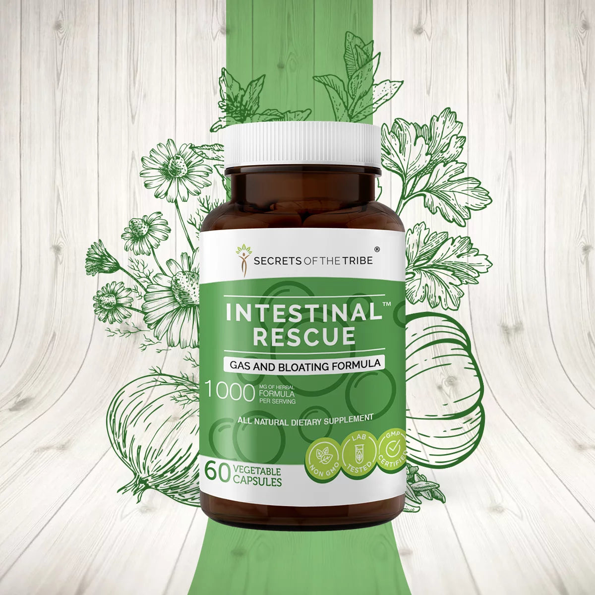 60 Capsules 500 mg Parsley Chamomile Caraway Garlic Onion Peppermint A263