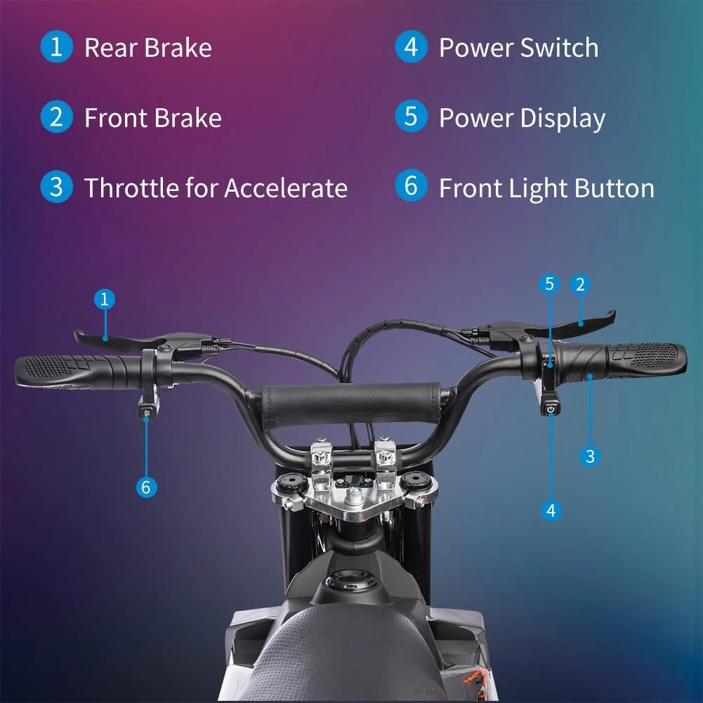 36V Electric Dirt Bike 350W Brushless Motor 15.5MPH Black R953818