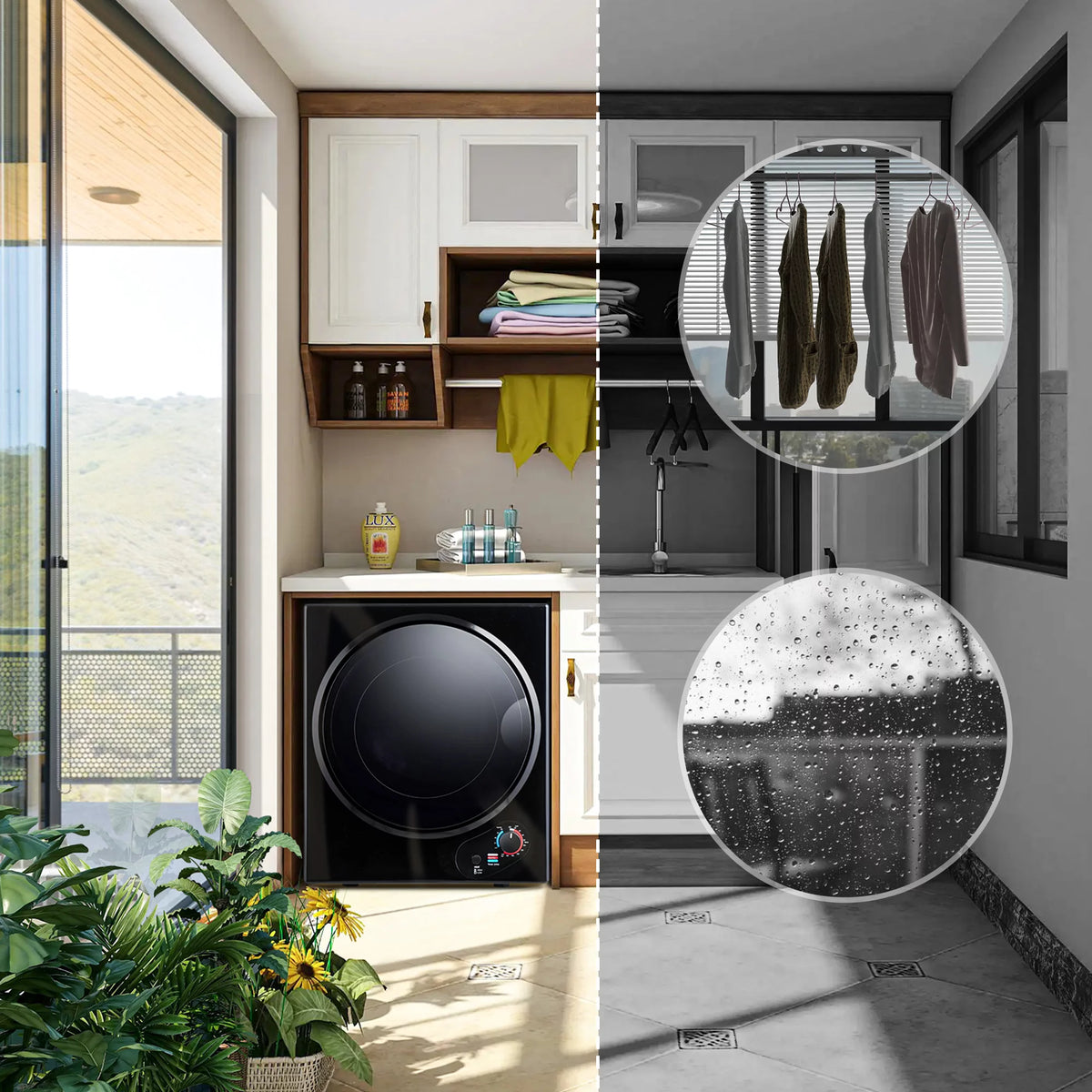 Electric Portable Front Load Clothes Dryer with Knob Control B340