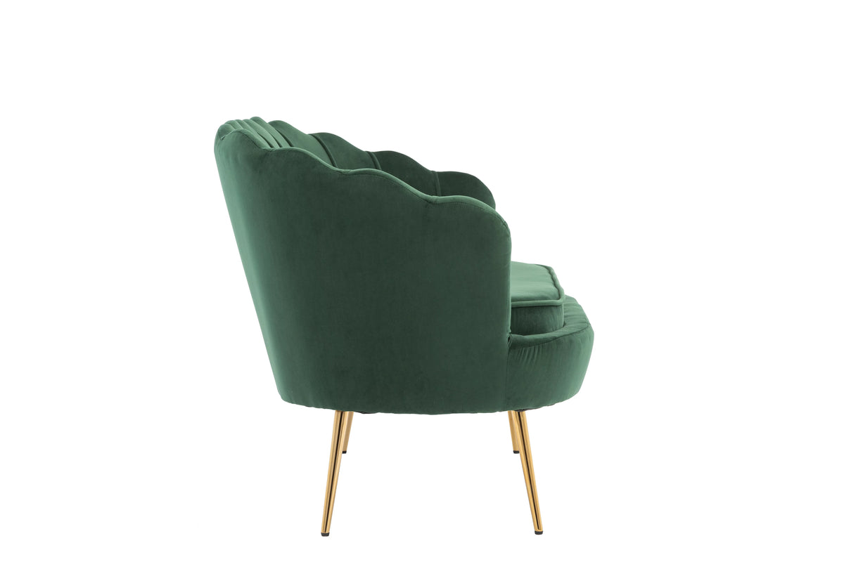 Green Velvet Upholstered 2 Seats Loveseat with Metal Legs X522