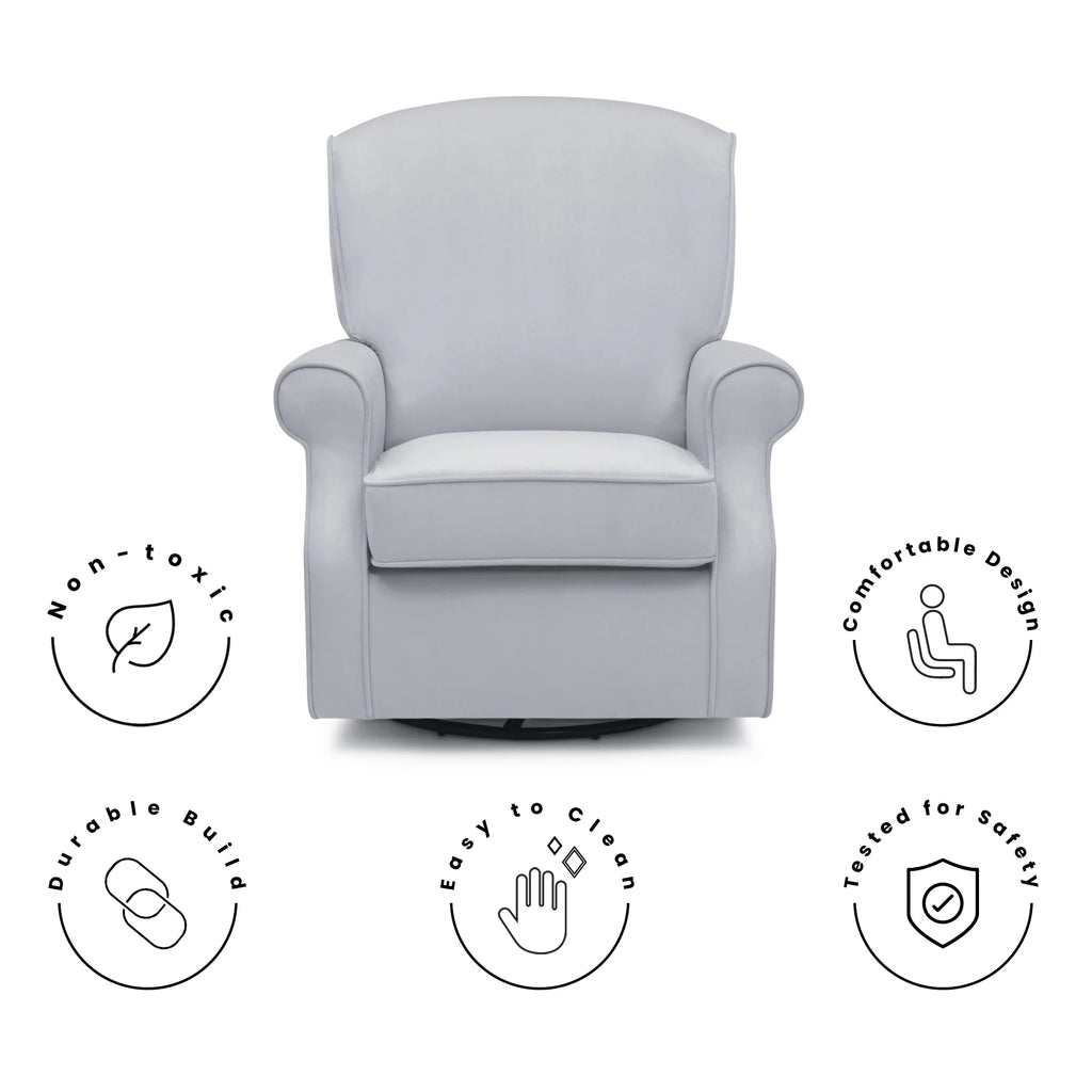 Dolphin Grey Velvet Swivel Rocker Chair N897850