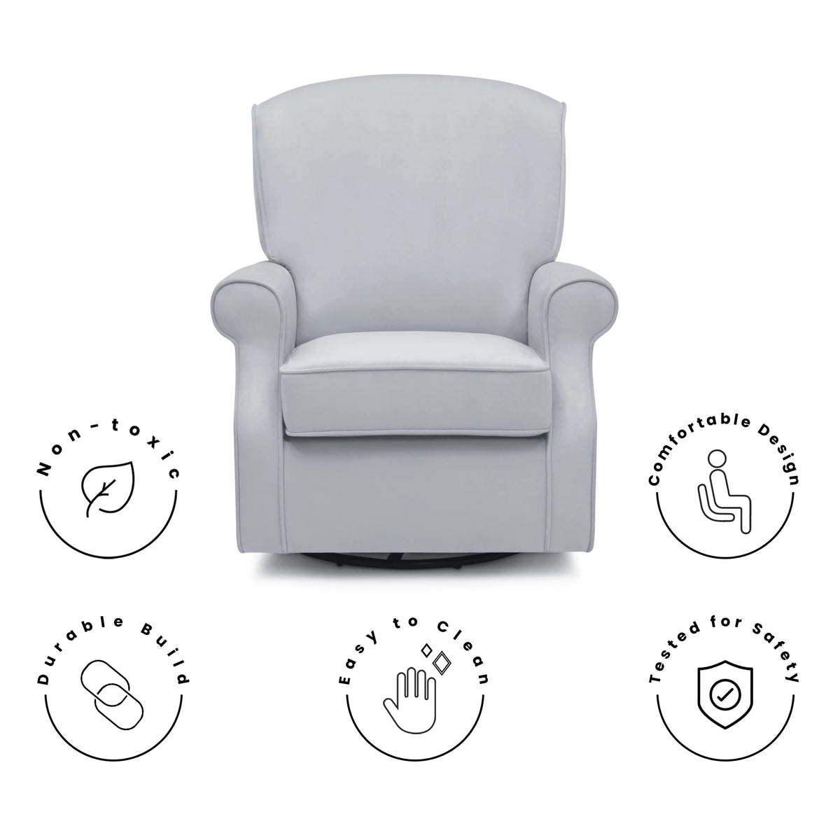 Dolphin Grey Velvet Swivel Rocker Chair N897850