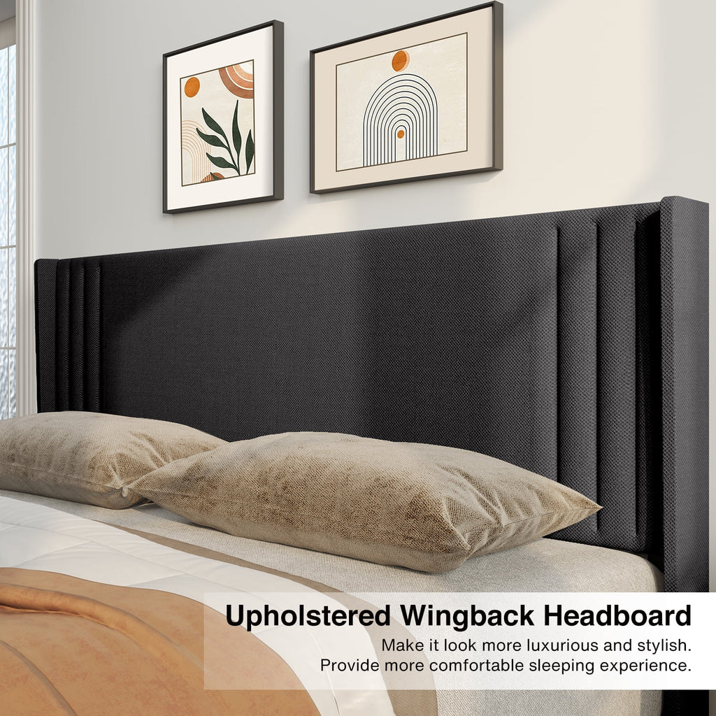Queen Bed Frame with Wingback Headboard F102