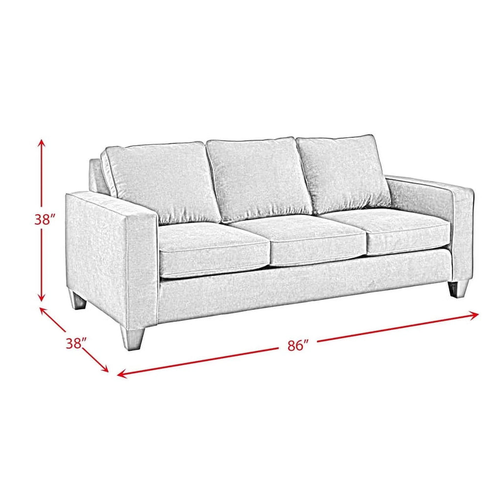 Beige Wood and Fabric Sofa U2076