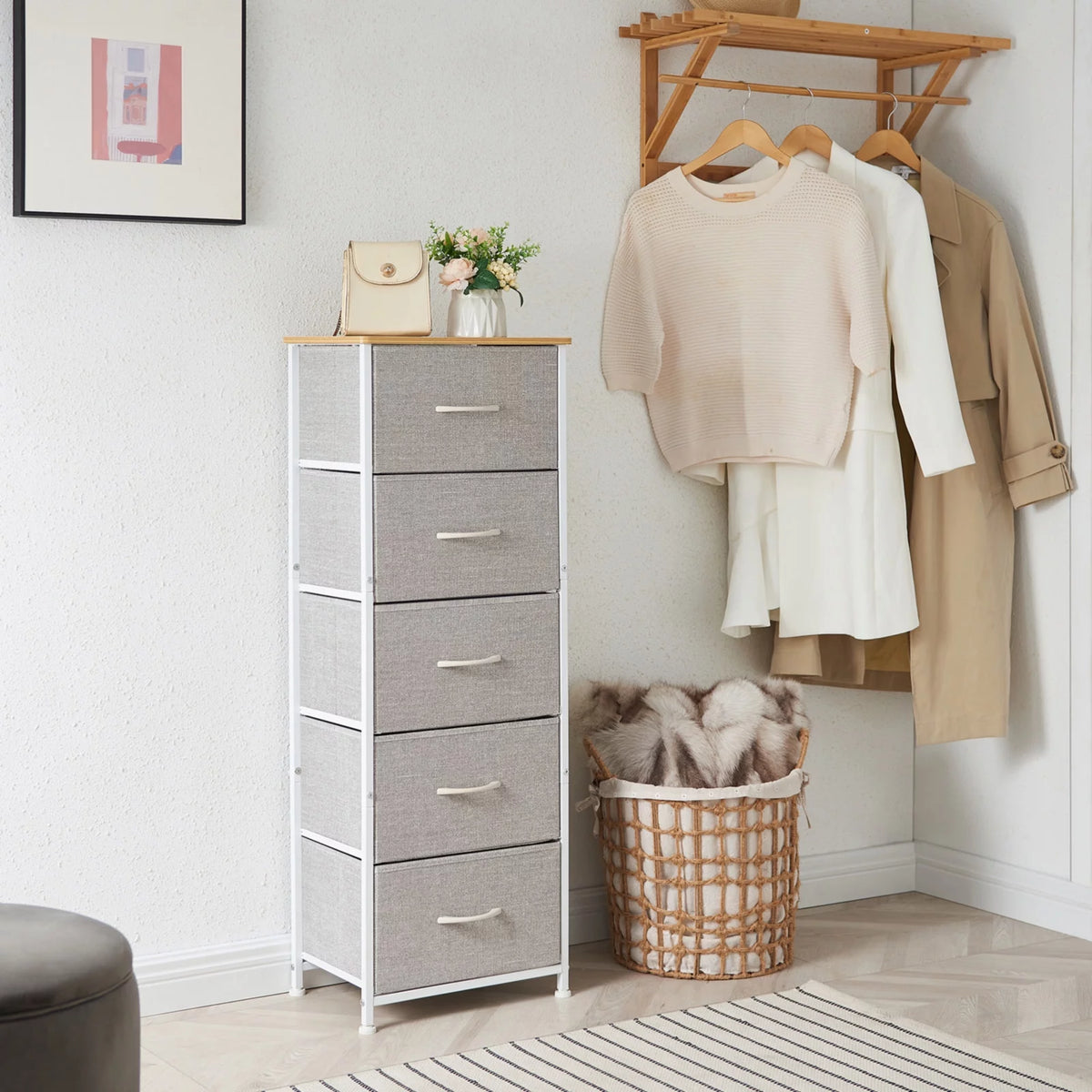 5 Drawer Fabric Dresser U1806