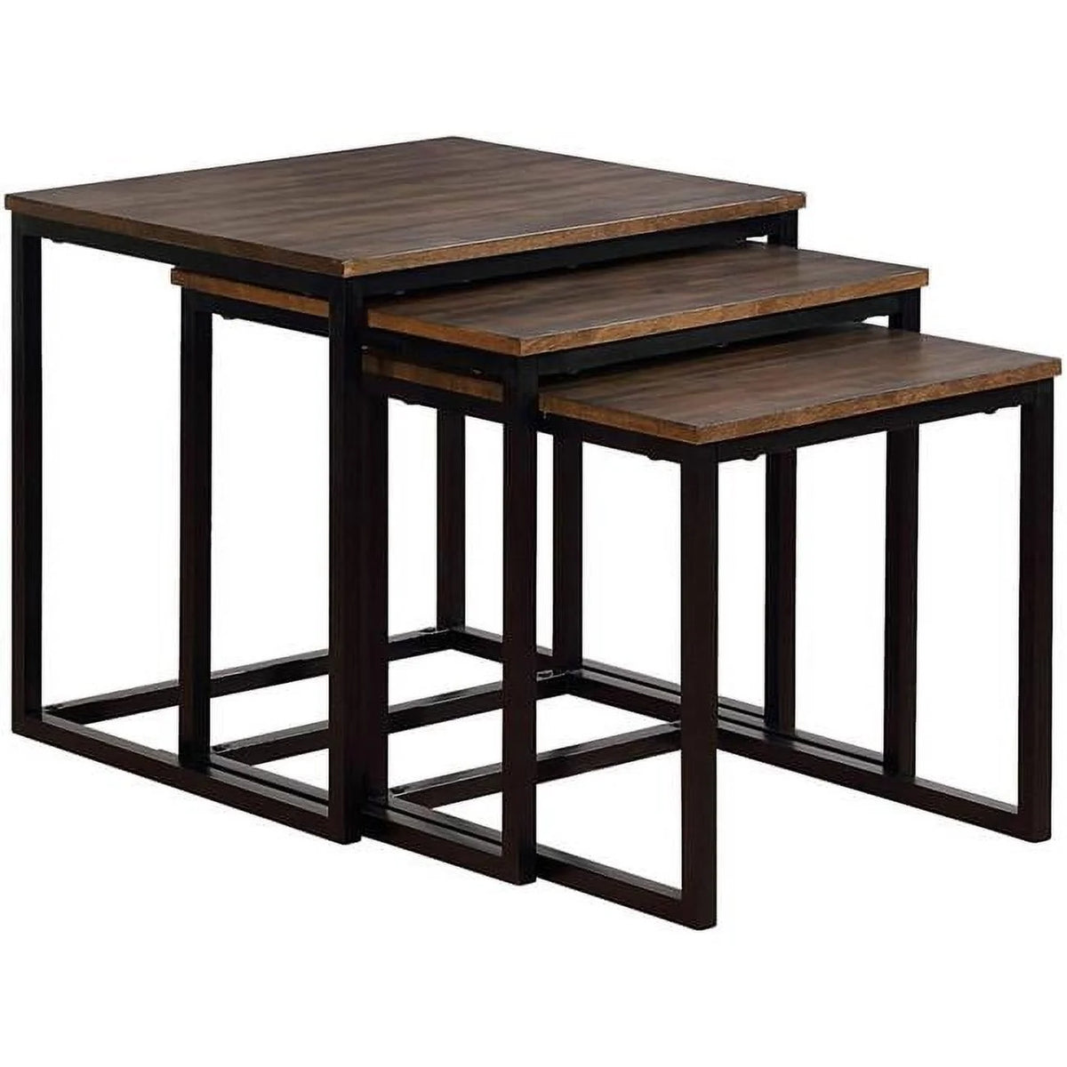 Antiqued Mocha Acacia Wood Nesting End Tables W33842