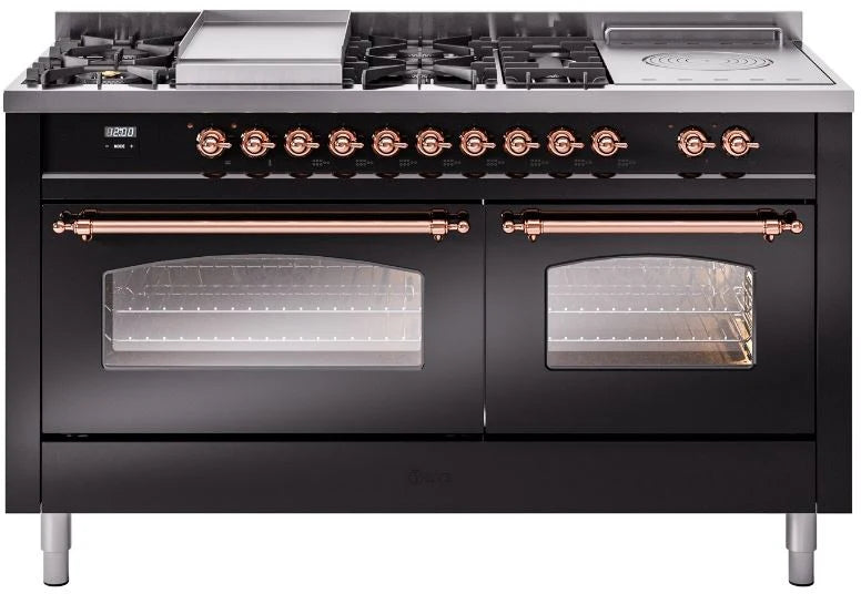60 Dual Fuel Natural Gas Range Glossy Black with Copper Trim Z290