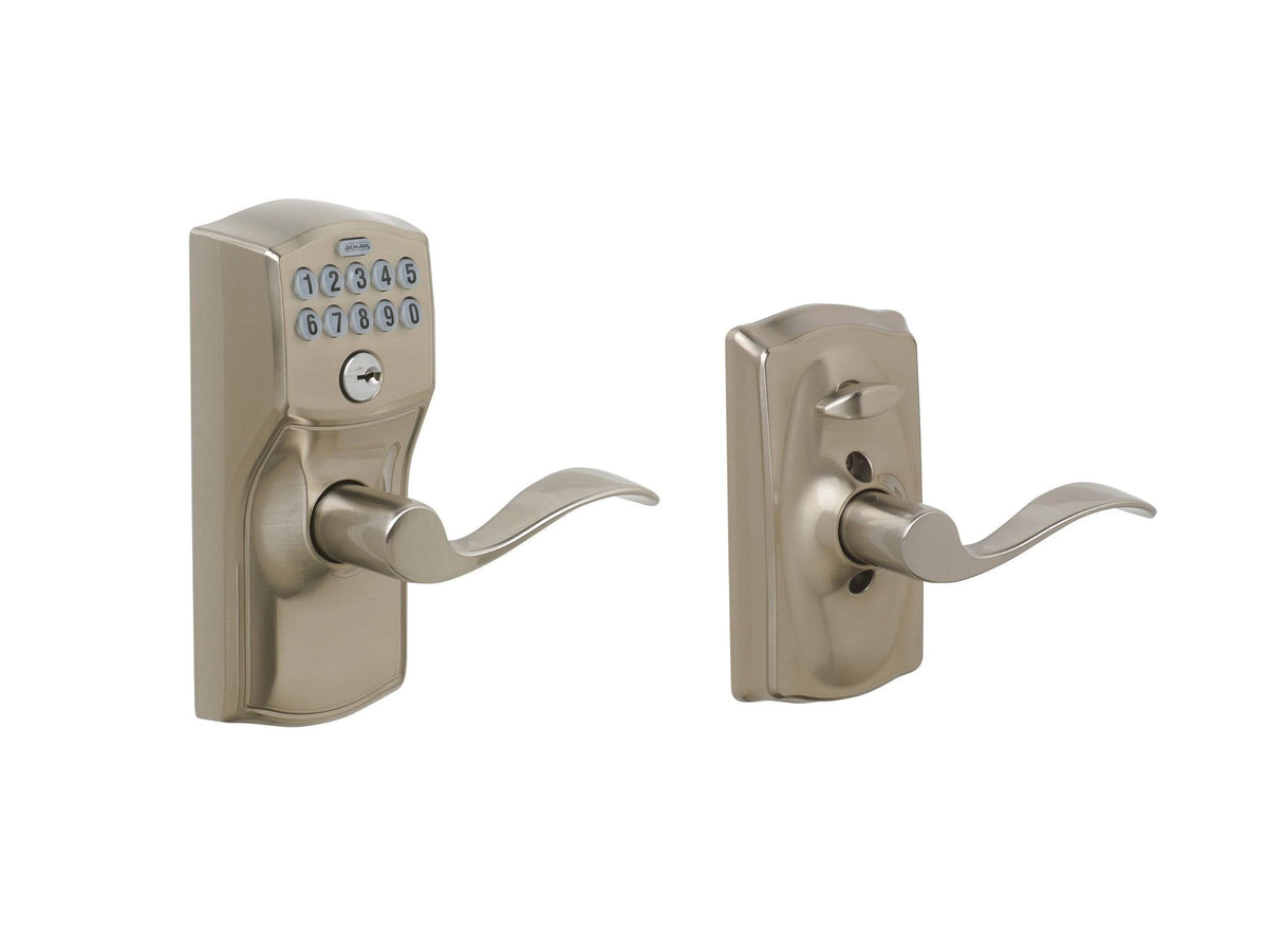 Keypad Entry with Flex-Lock and Accent Levers, Satin Nickel H5213