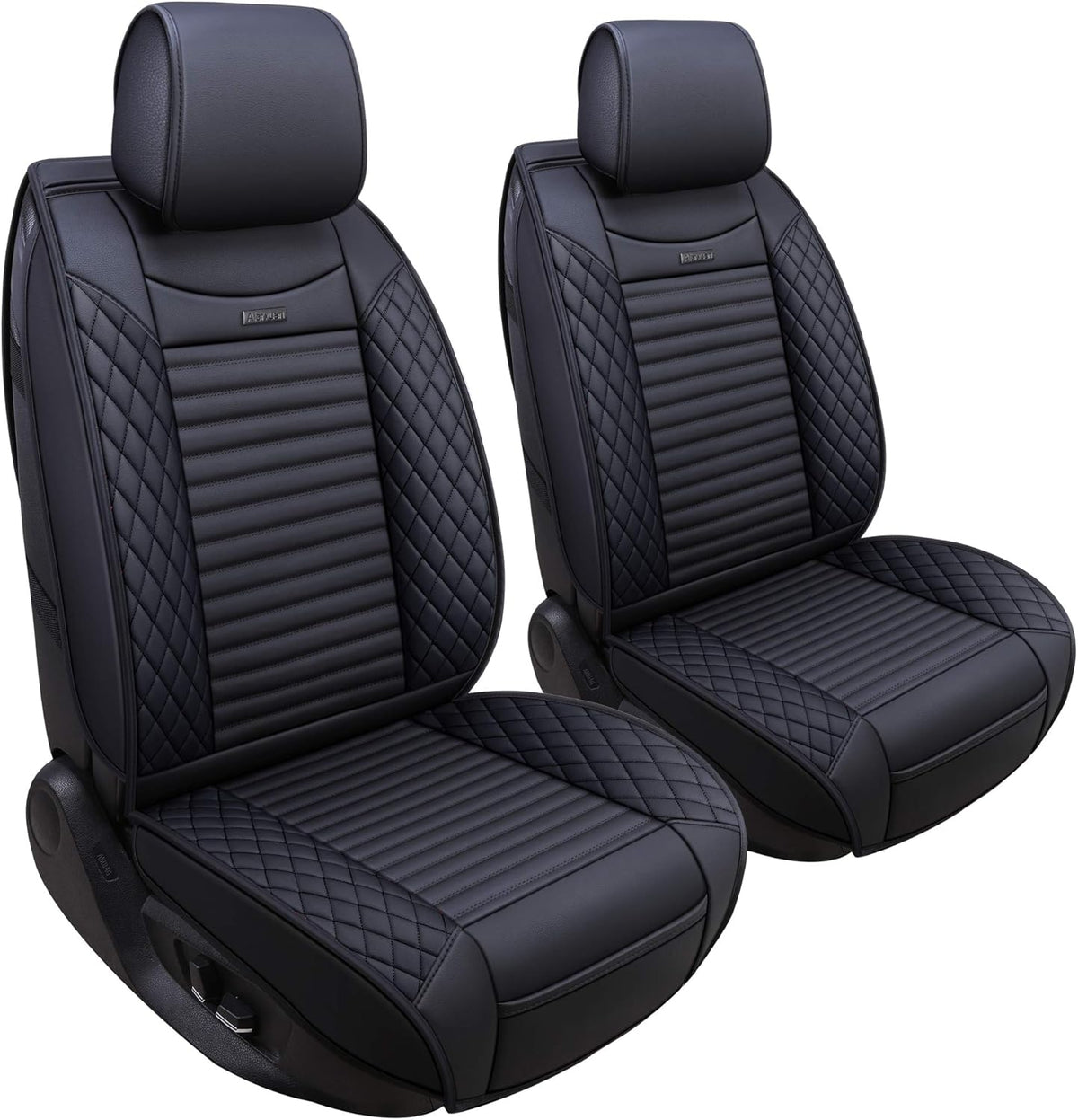 5 Car Seat Covers Full Set Waterproof Leather Universal Fit Black-Red J5213