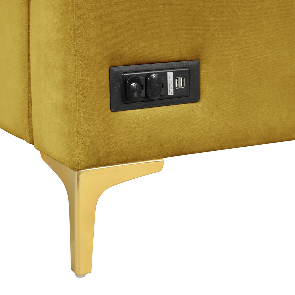 Yellow Velvet Sectional Loveseat and Chaise S33565