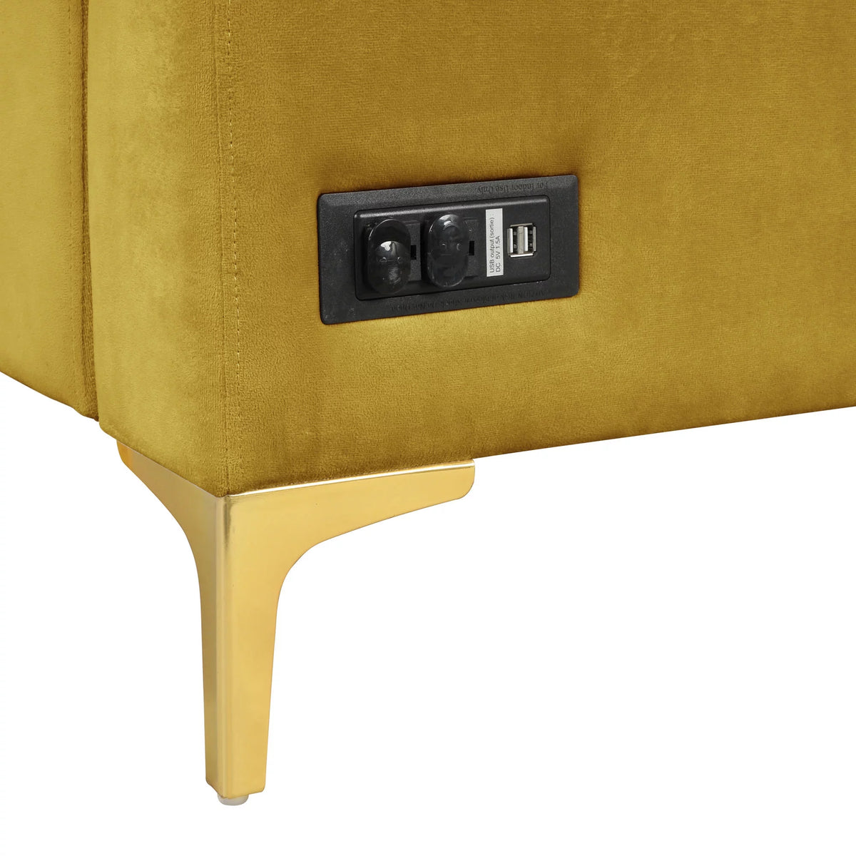 Yellow Velvet Sectional Loveseat and Chaise S33565