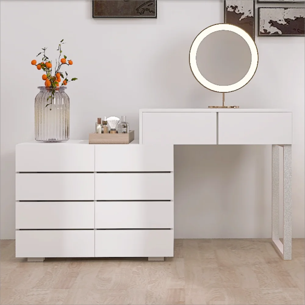 White 6 Drawer Rustic Wood Dresser Y376335