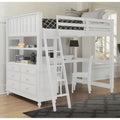 White Full Loft Bed with Desk and Shelf Z6328