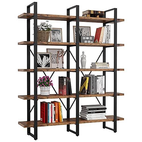 Industrial 5 Tier Wood and Metal Bookshelf G725