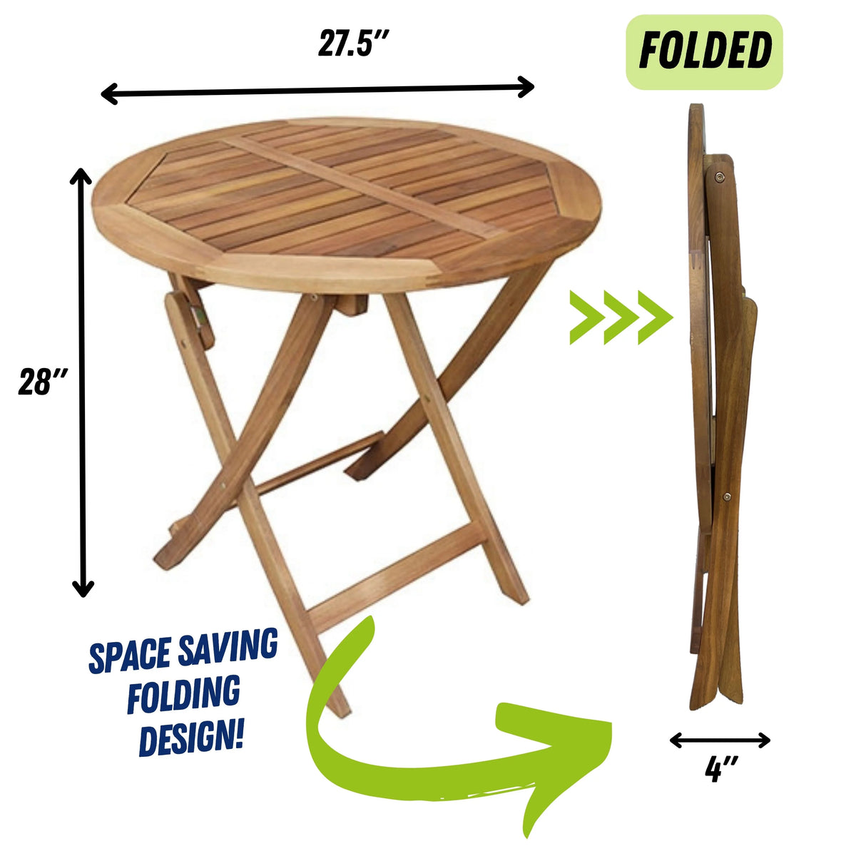 Folding Acacia Wood Bistro Table V3514