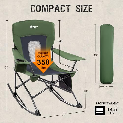 Folding Camping Rocking Chair with Cup Holder and Carry Bag B509