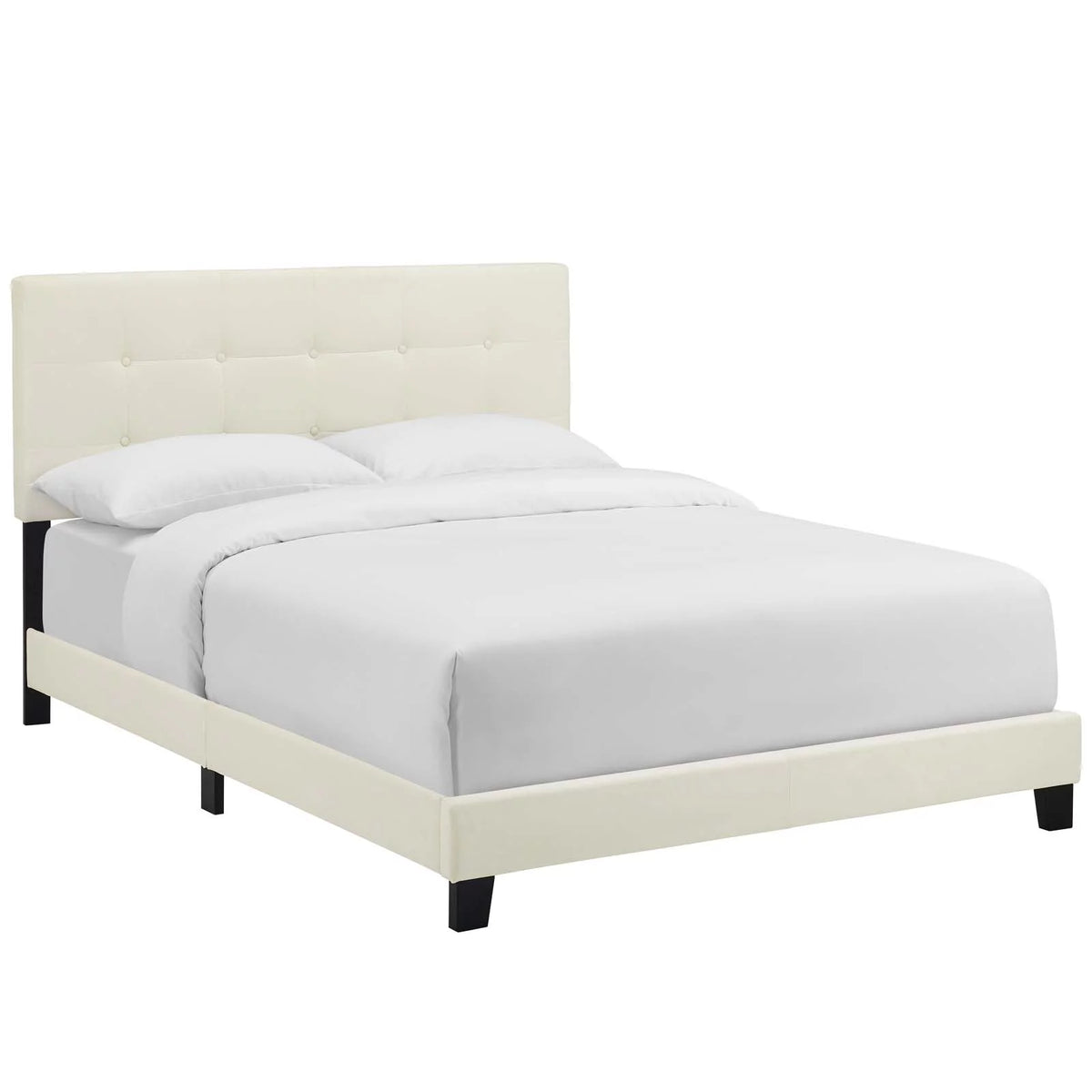 King Performance Velvet Bed in Ivory P322