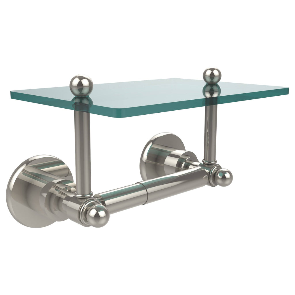 Brushed Bronze Toilet Tissue Holder with Glass Shelf I864