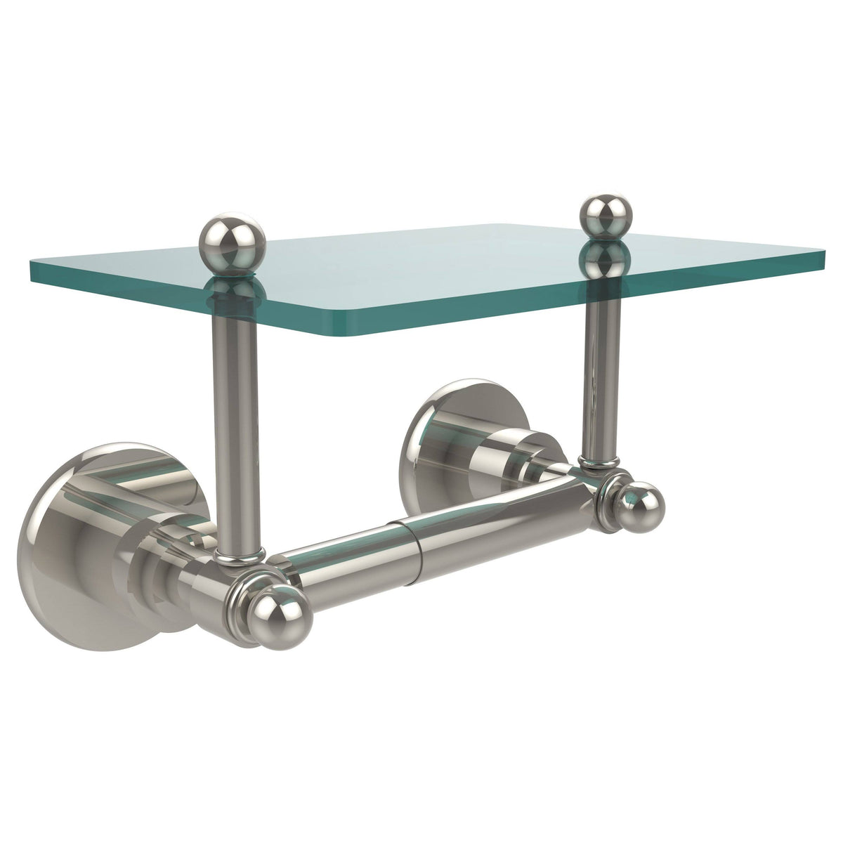 Brushed Bronze Toilet Tissue Holder with Glass Shelf I864