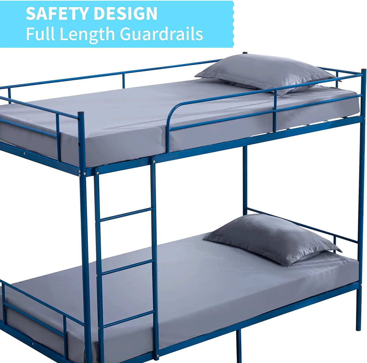Twin over Twin Bunk Bed with Ladder and Guardrail W892
