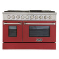 48 Pro-Style Natural Gas Dual Fuel Range with 4 Burners in Red F278