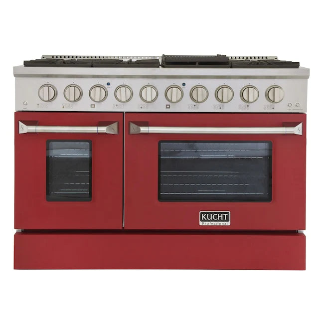 48 Pro-Style Natural Gas Dual Fuel Range with 4 Burners in Red F278