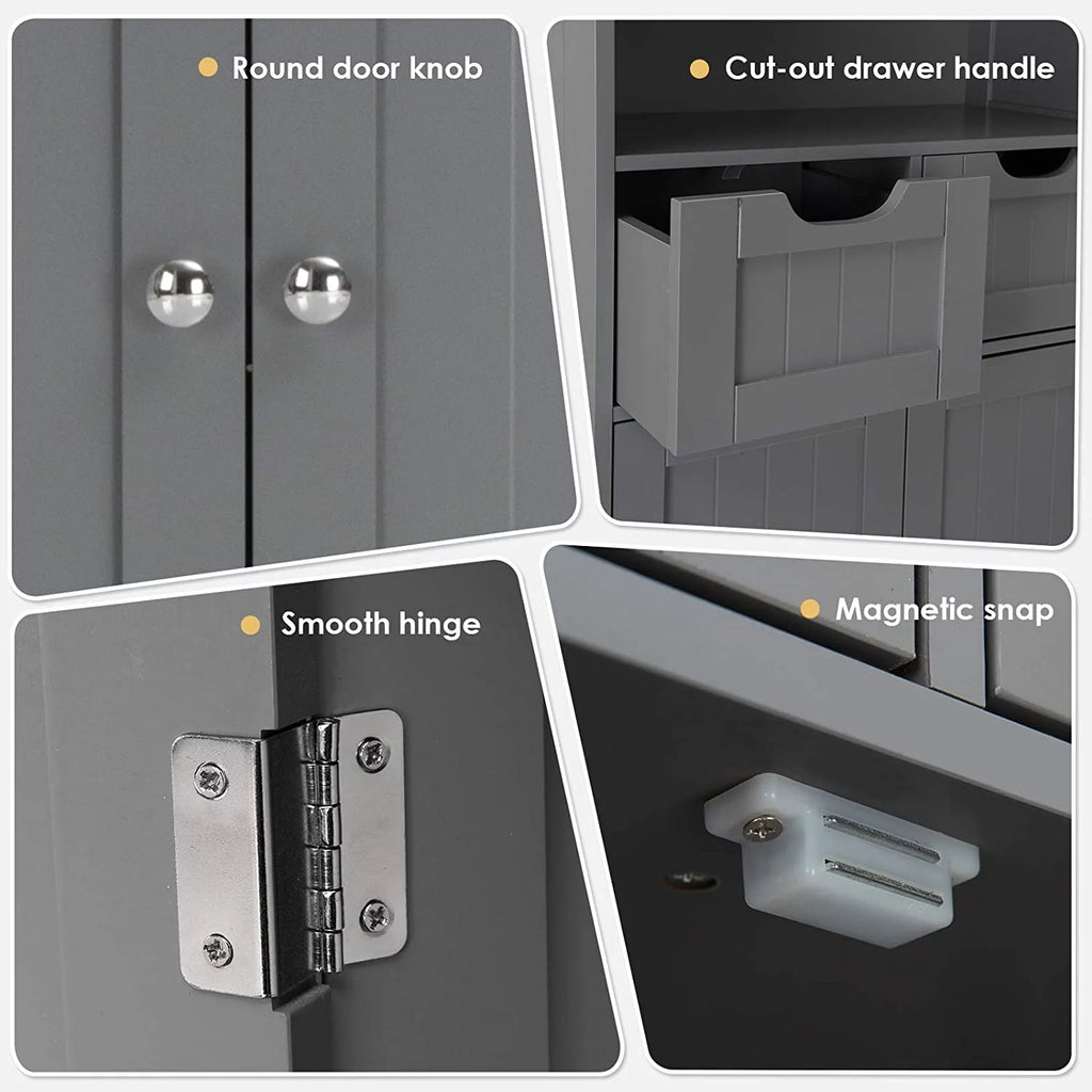 Grey Bathroom Floor Storage Cabinet with Open Shelf Z69129
