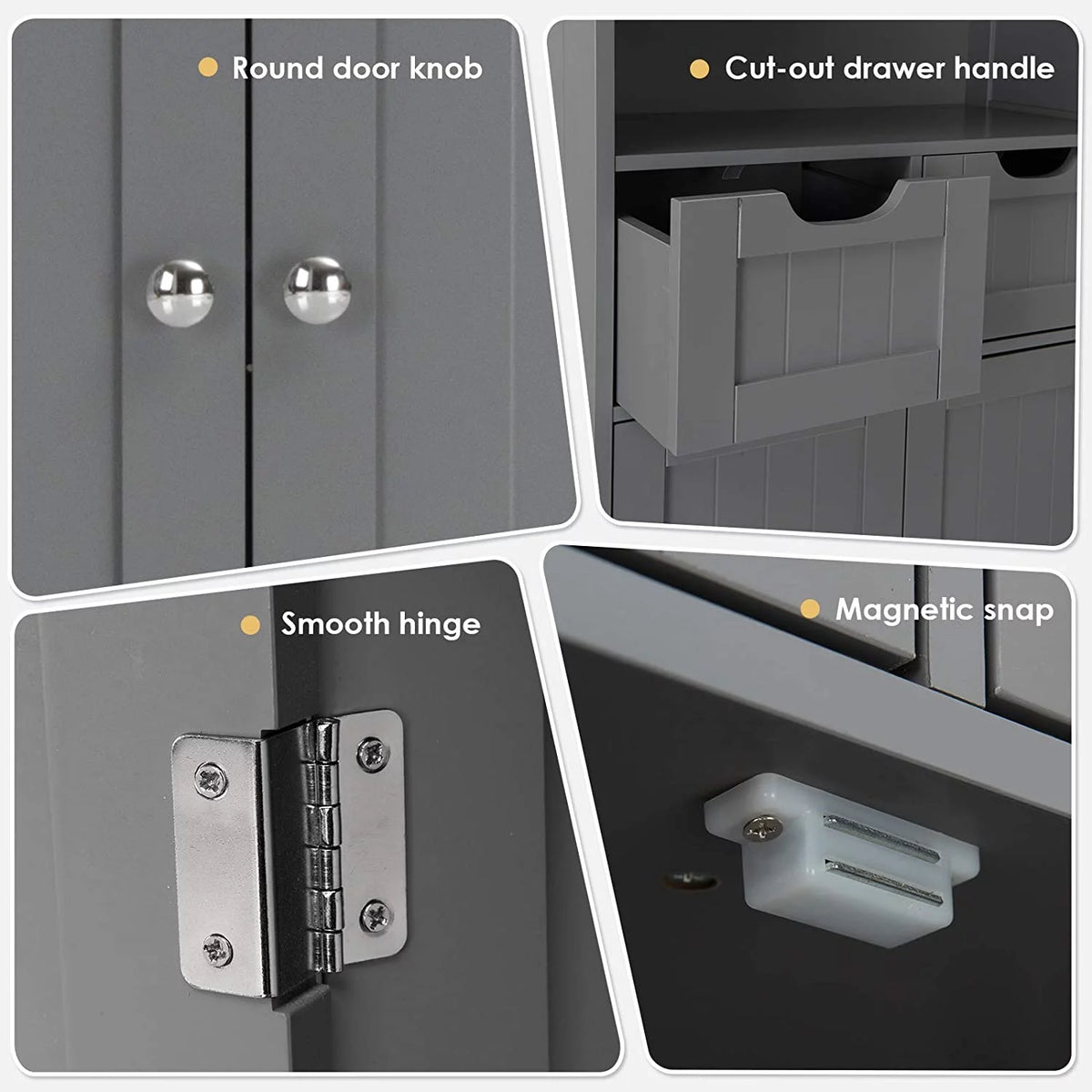 Grey Bathroom Floor Storage Cabinet with Open Shelf Z69129