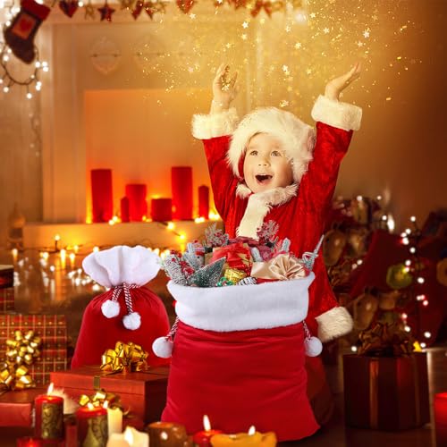 2pcs Christmas Velvet Santa Bags with Drawstring L548871