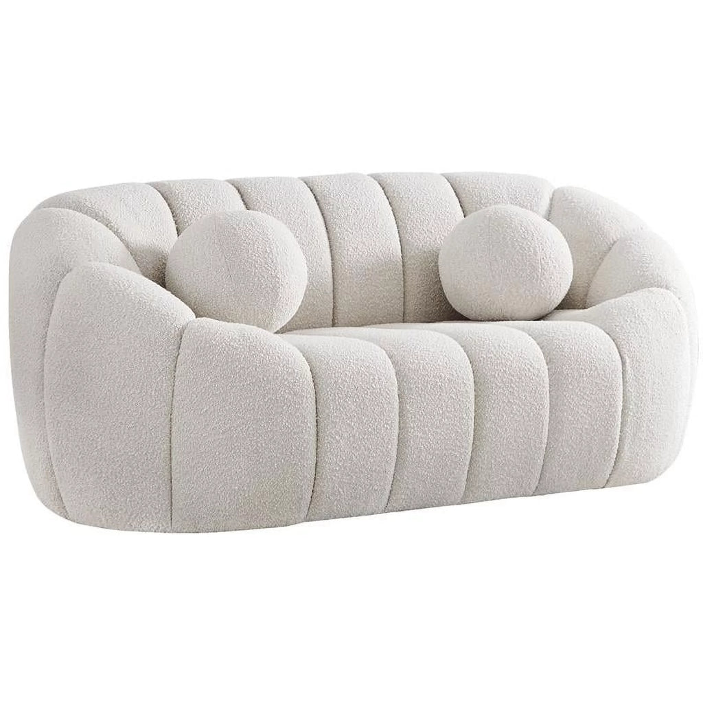 Cream Boucle Fabric Loveseat U122