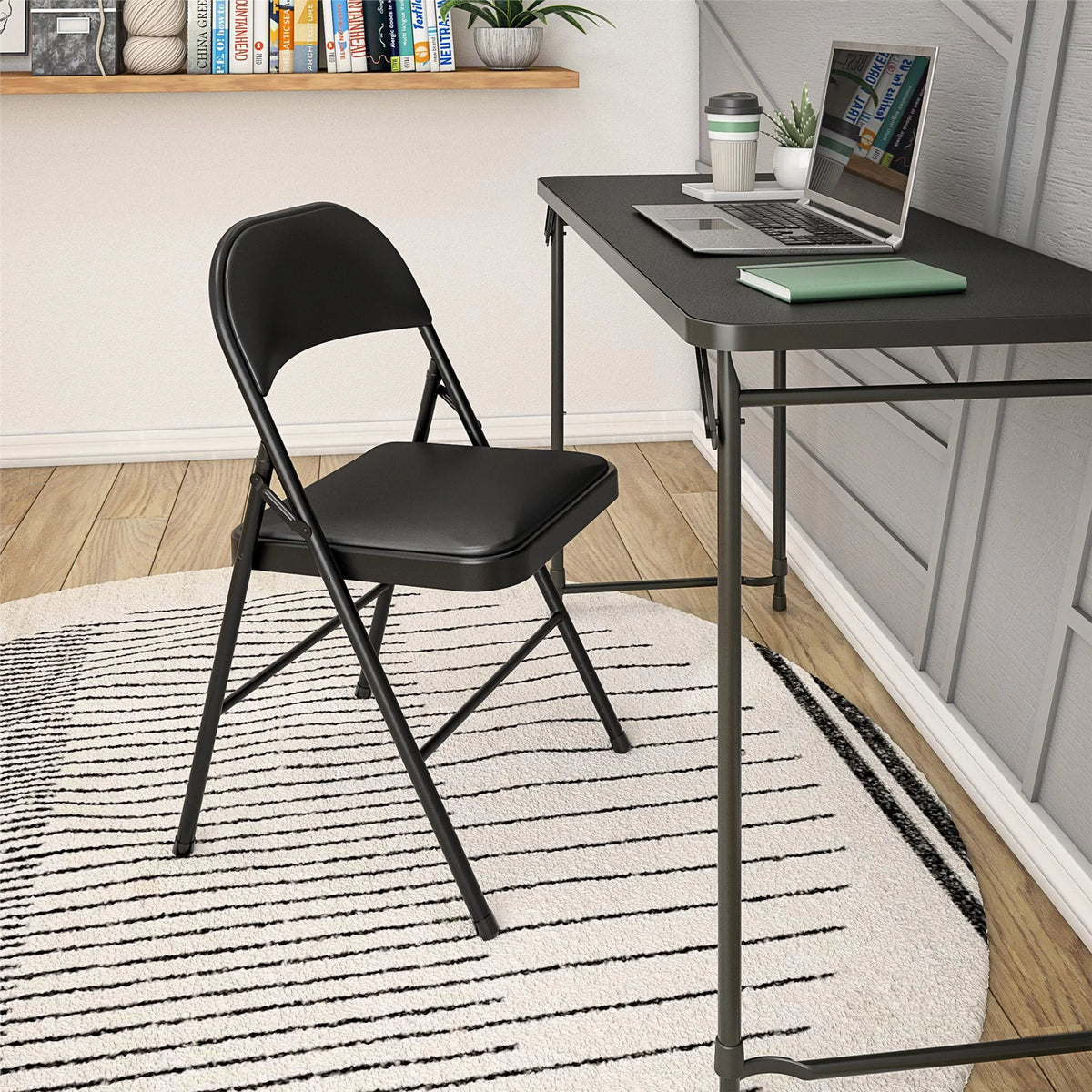 Black Vinyl Padded Metal Folding Chair 4-Pack R664