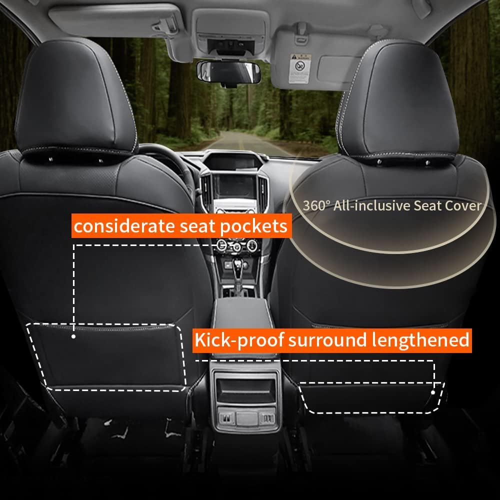 Faux Leather Car Seat Covers Full Set Black Y56608