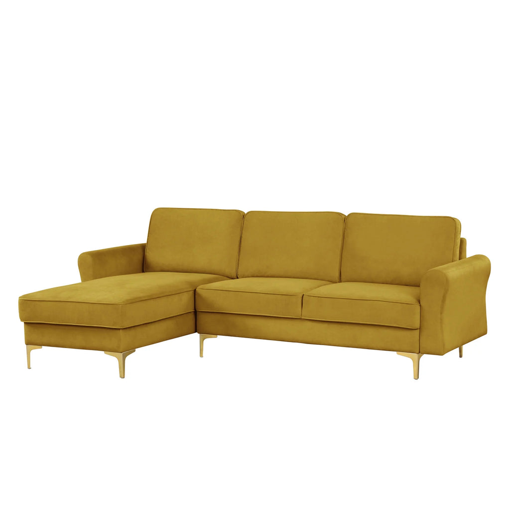 Yellow Velvet Sectional Loveseat and Chaise S33565
