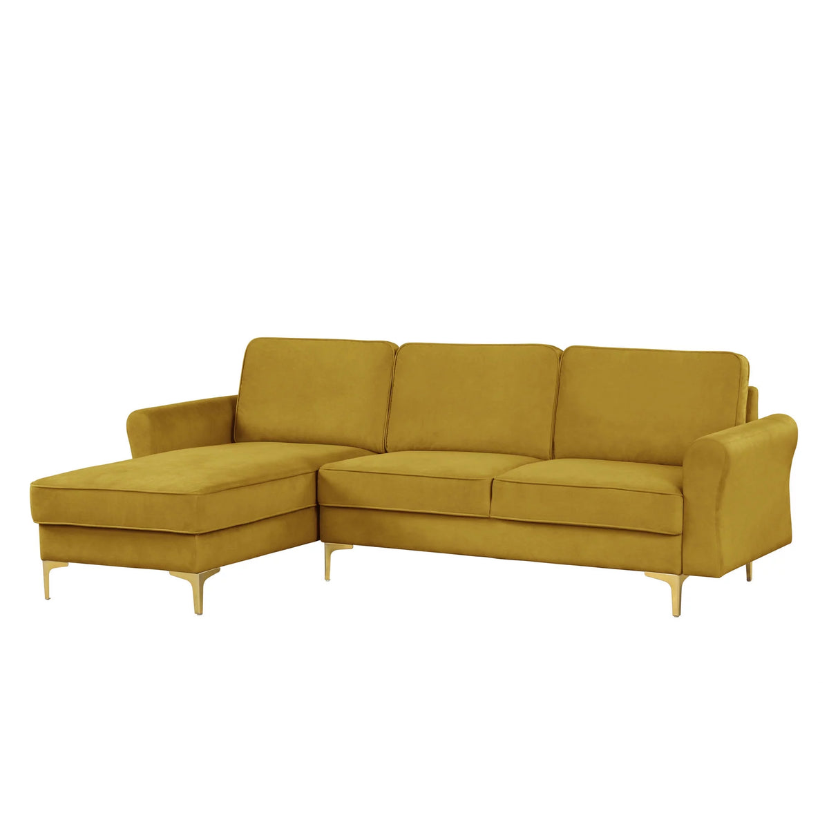 Yellow Velvet Sectional Loveseat and Chaise S33565