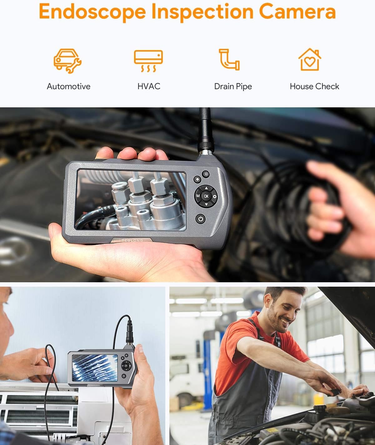 Waterproof Borescope Inspection Camera with 4.5 IPS Monitor S255455