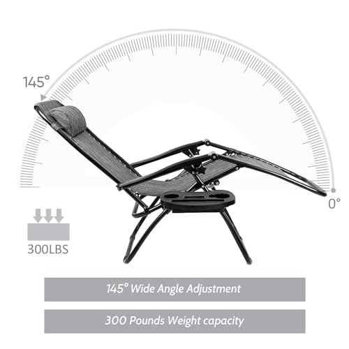 Zero Gravity Chair Outdoor Folding Lounge Chair with Pillow Grey V287