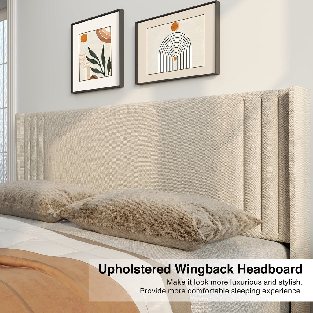 Queen Bed Frame with Wingback Headboard F102