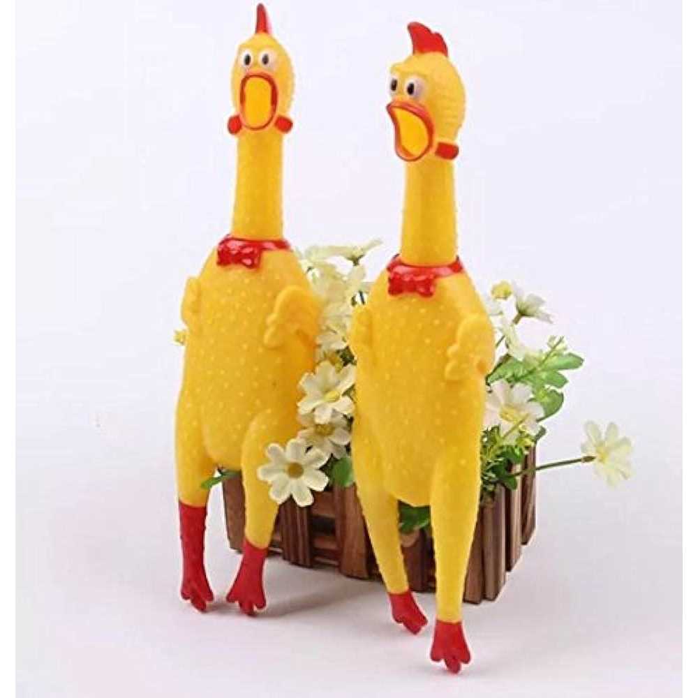 2 Pack Large Rubber Chicken Toy 12 inch I63856