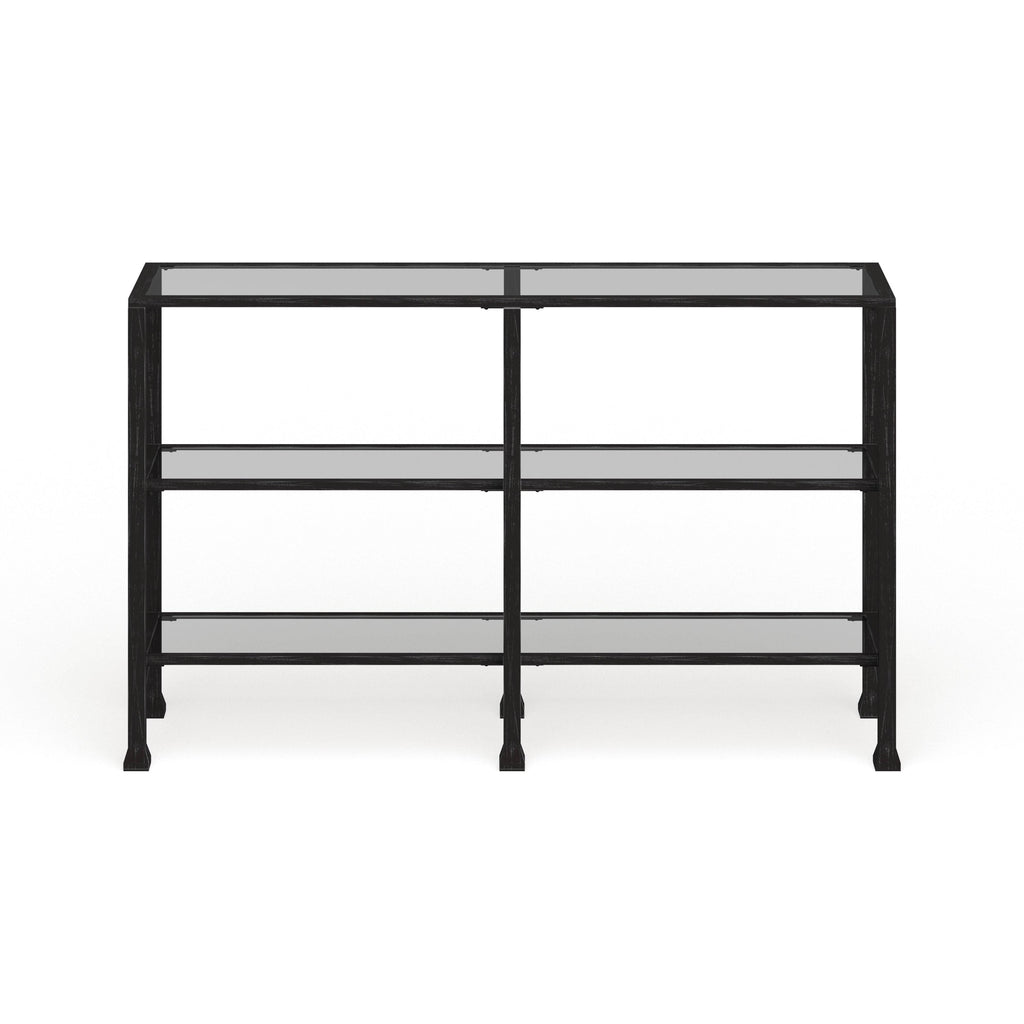 Black Metal and Glass 3-Tier Console Table L787044