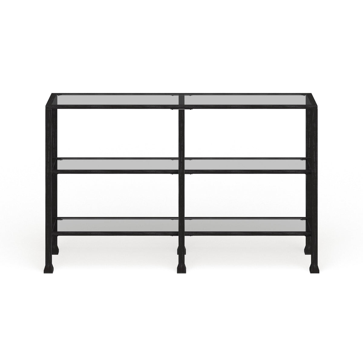 Black Metal and Glass 3-Tier Console Table L787044