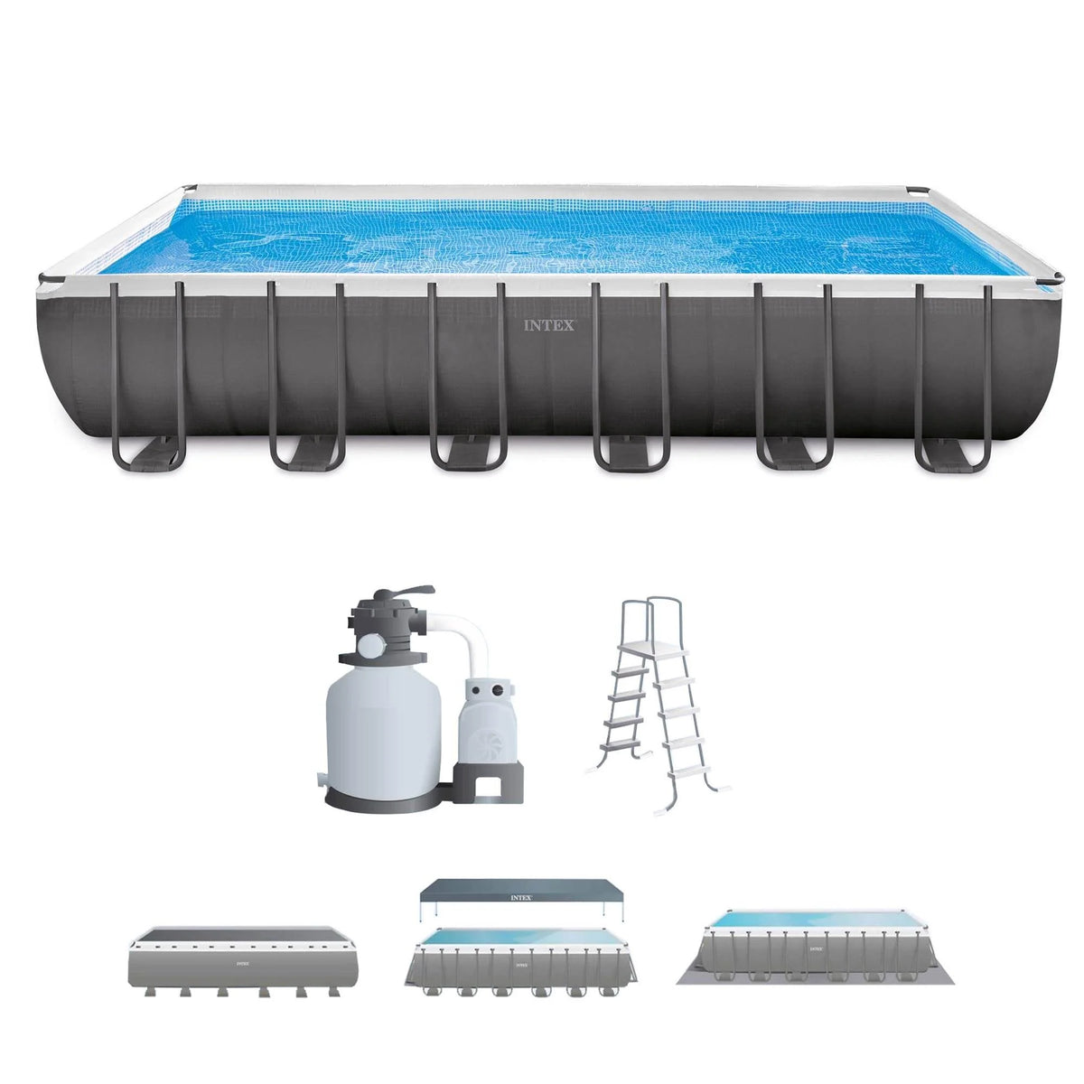 24' x 12' x 52 Rectangular Frame Swimming Pool with Sand Filter X416