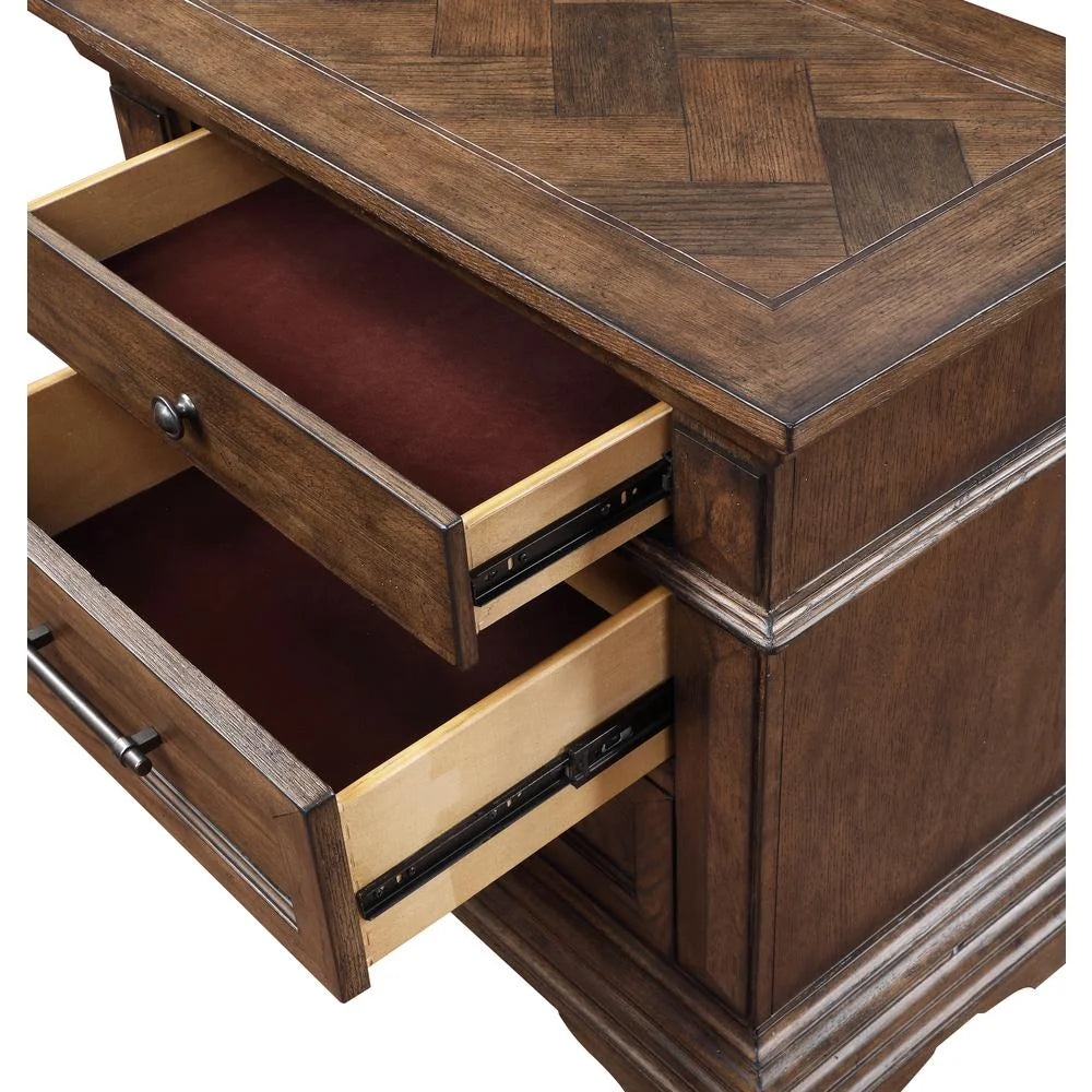 Solid Wood 3-Drawer Nightstand in Brushed Walnut M233