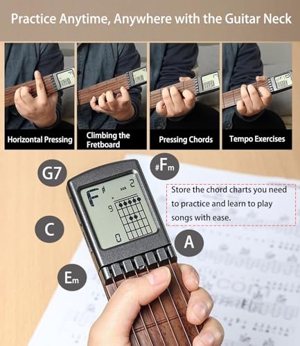 Portable Guitar Chord Practice Tool with Rotatable Chords Chart Screen H2420